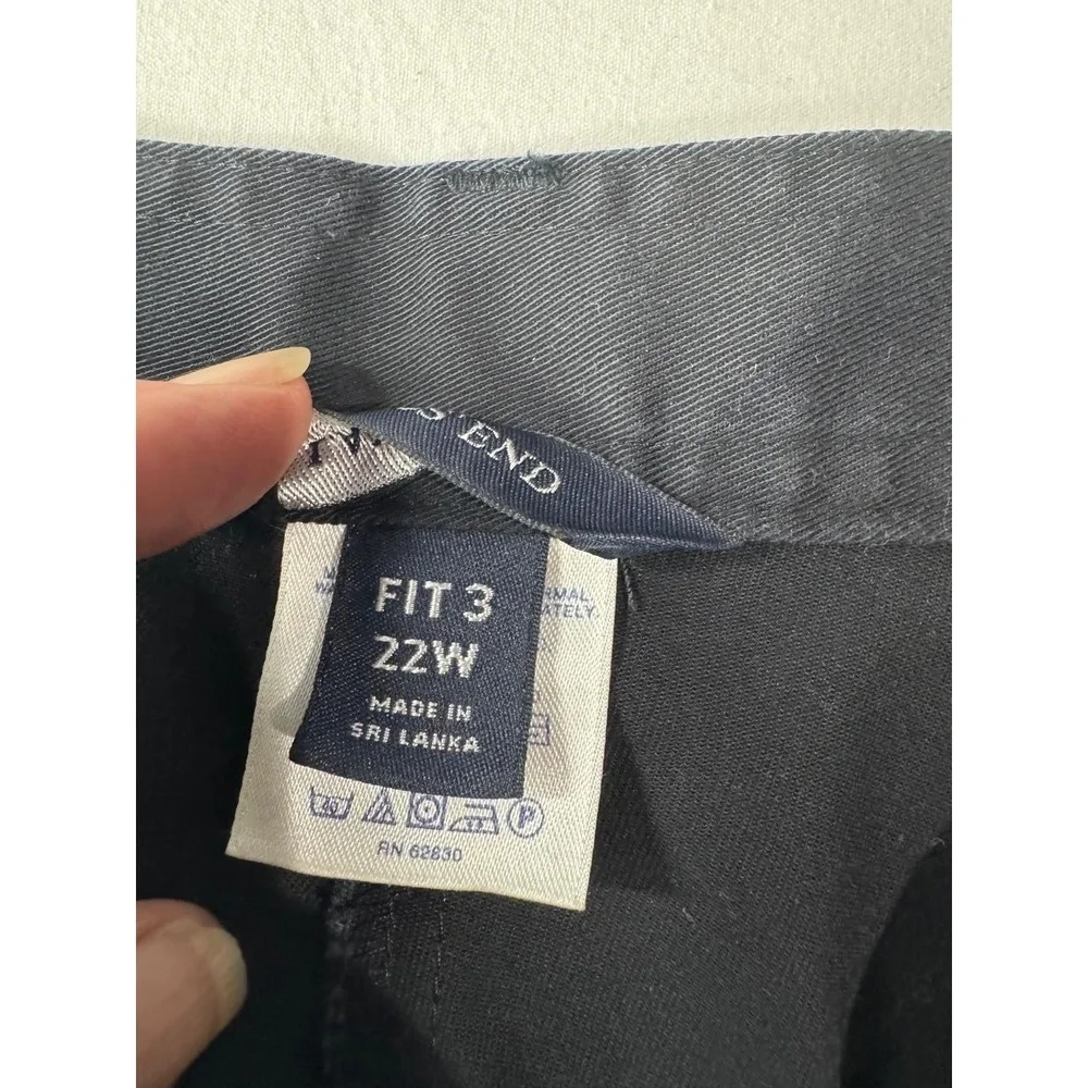 Lands' End Navy Button Closure Side Pockets‎ Belt Loops Womens Chino Pants